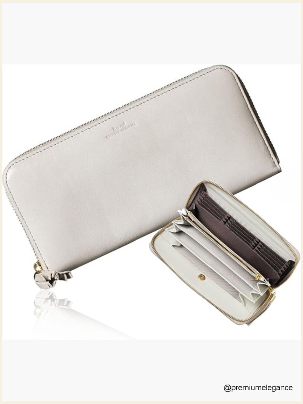 Vertical Leather Wallet, 12 Card Slots, Zip Coin Purse, Cowhide, Gift Box